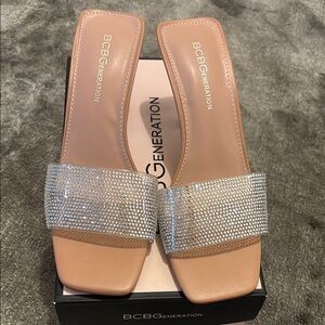 BCBGeneration Tan Sandals with Silver Detail